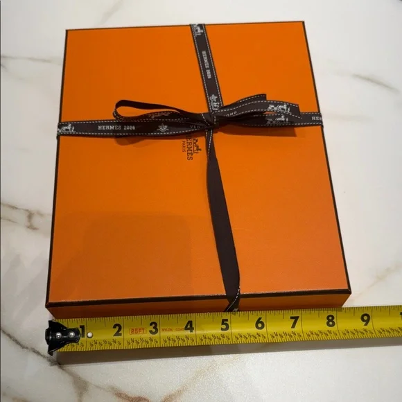 Hermès Orange Box with Brown Ribbon 10x8x1.5 - Picture 3 of 5